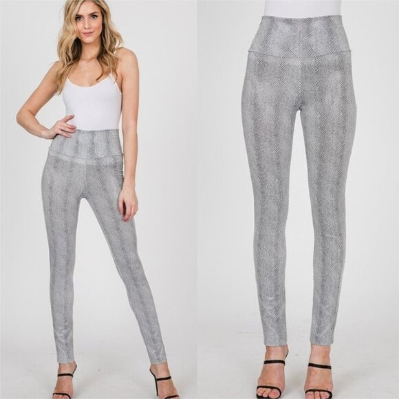 WHITE SNAKE PRINT PANTS - Picture 1 of 9